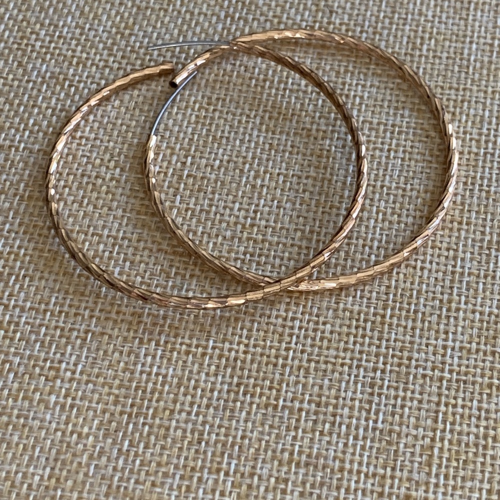 14K gold plated large hoop earrings in excellent condition